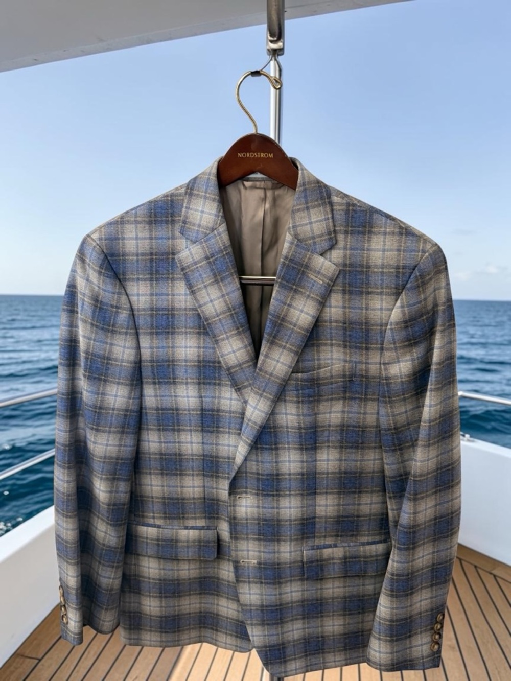 Lauren Ralph Lauren Blue and Gray Plaid Sport Coat